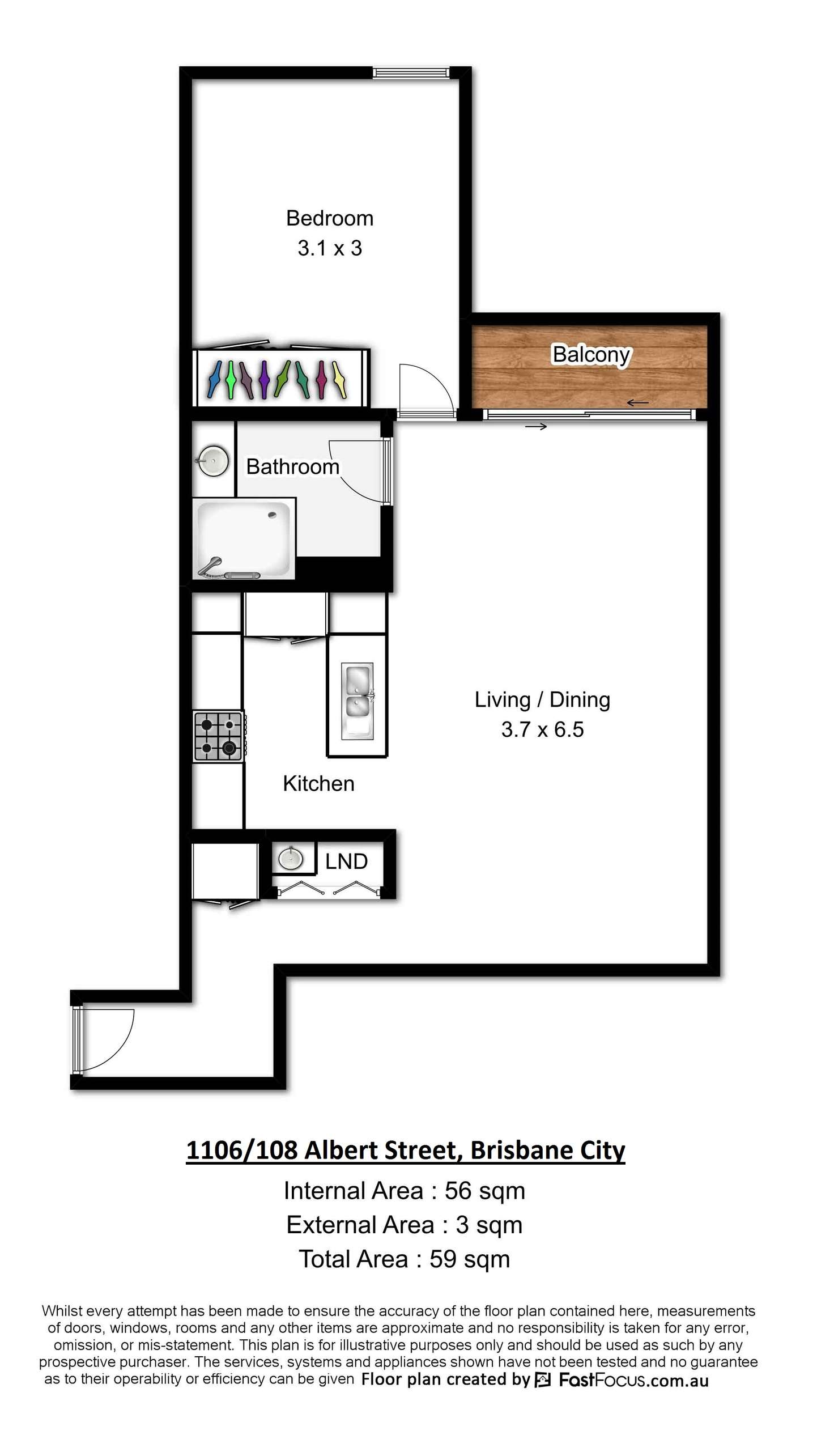 Floorplan of Homely apartment listing, 1106/108 Albert Street, Brisbane City QLD 4000