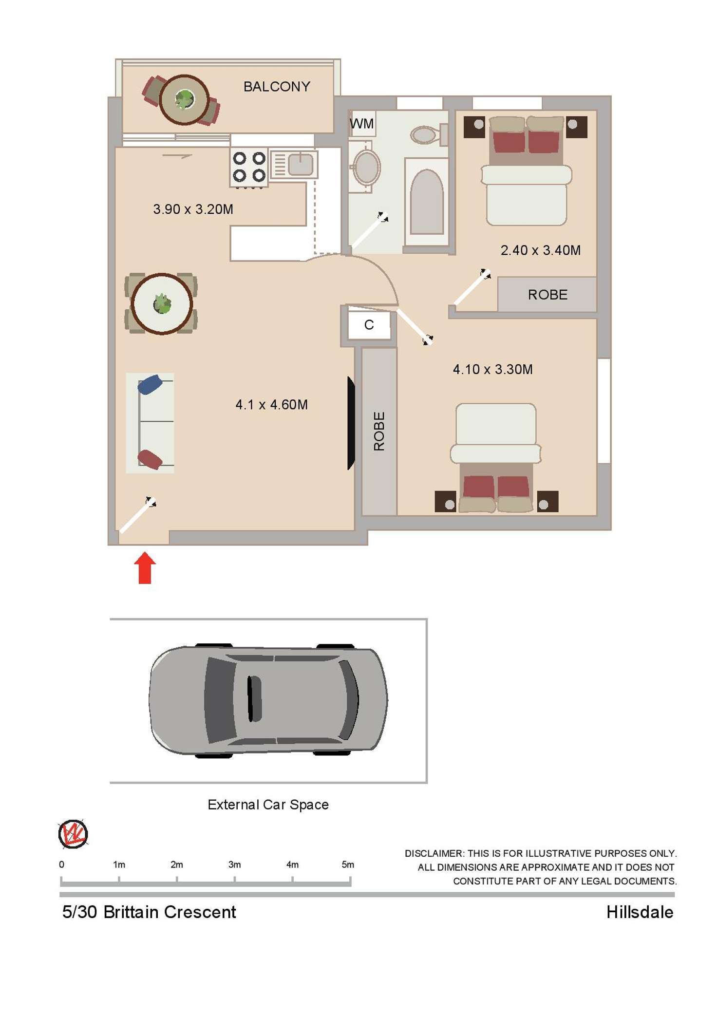 Floorplan of Homely unit listing, 5/30 Brittain Crescent, Hillsdale NSW 2036