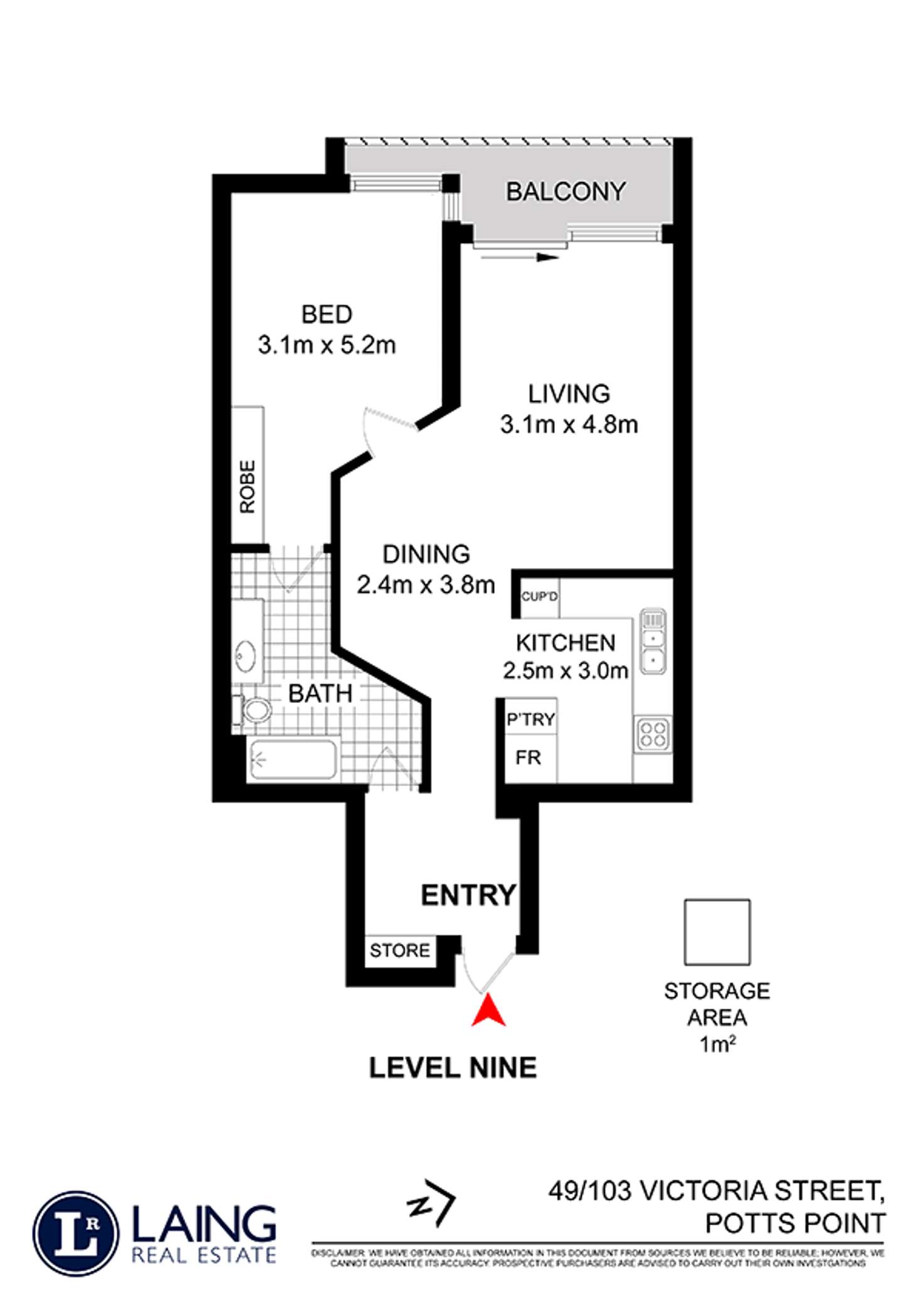 Floorplan of Homely apartment listing, 49/103 Victoria Street, Potts Point NSW 2011