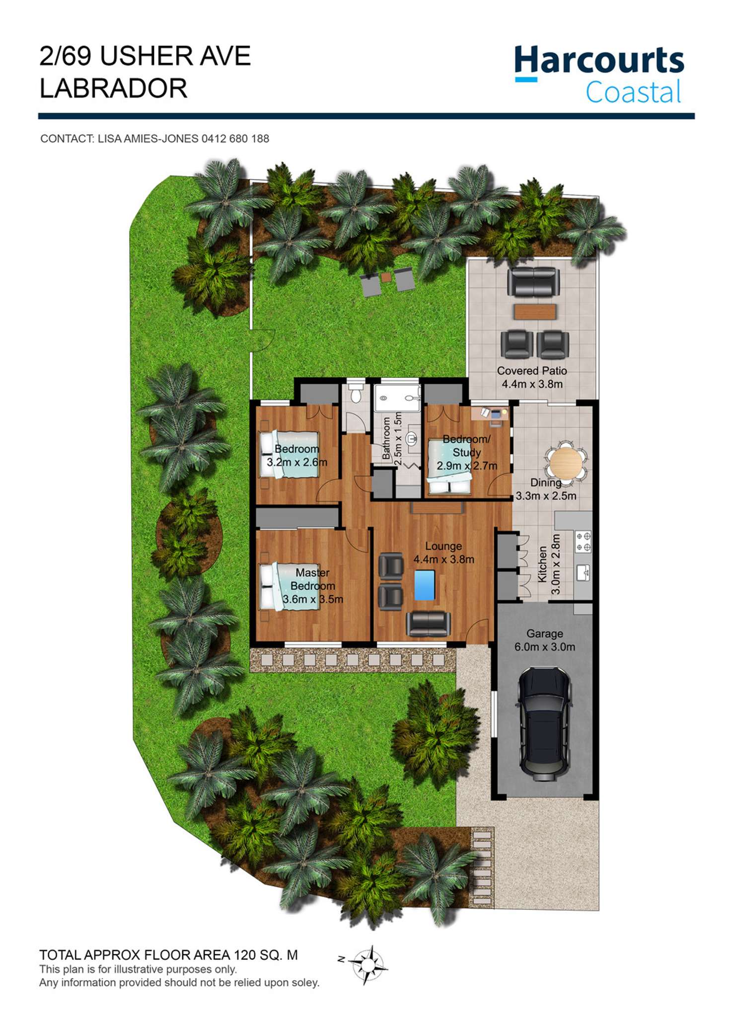 Floorplan of Homely semiDetached listing, 2/69 Usher Avenue, Labrador QLD 4215