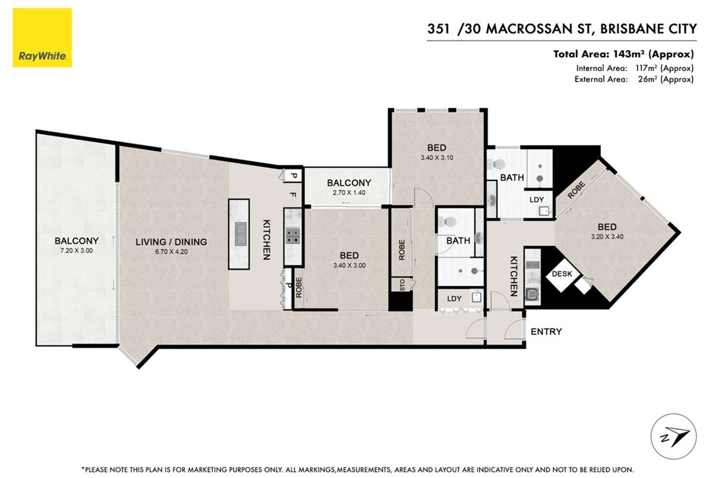 Floorplan of Homely apartment listing, 351/30 Macrossan Street, Brisbane City QLD 4000