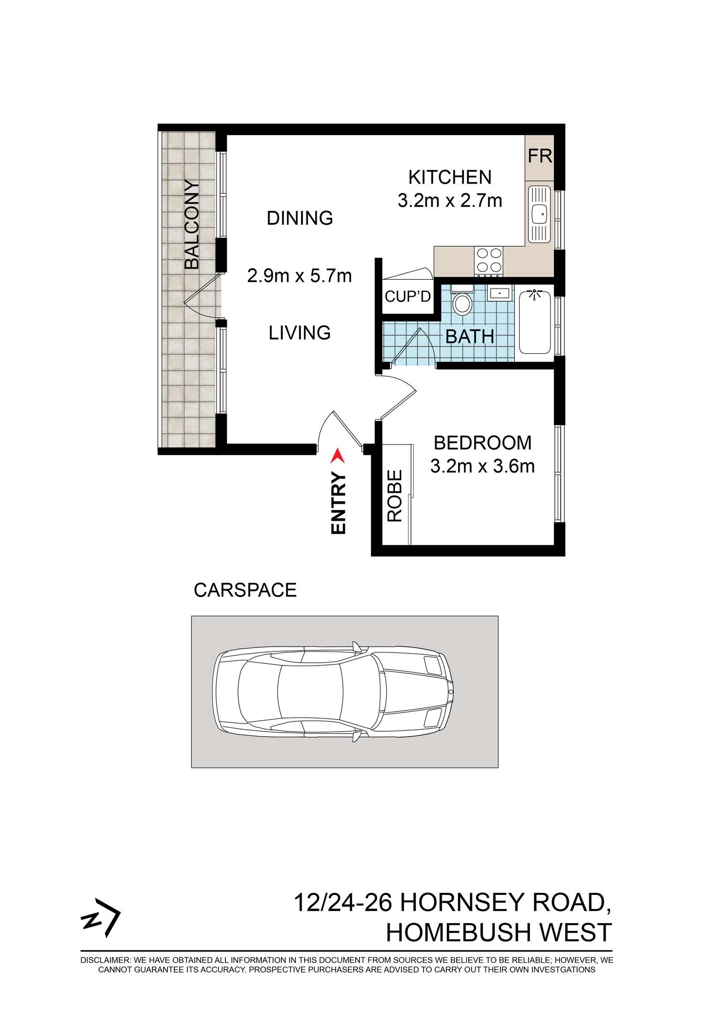 Floorplan of Homely apartment listing, 12/24-26 Hornsey Road, Homebush West NSW 2140