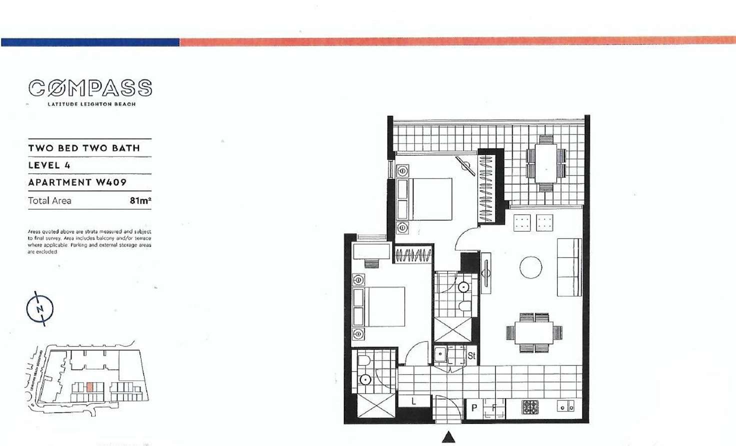 Floorplan of Homely apartment listing, 409/5 Cattalini Lane, North Fremantle WA 6159