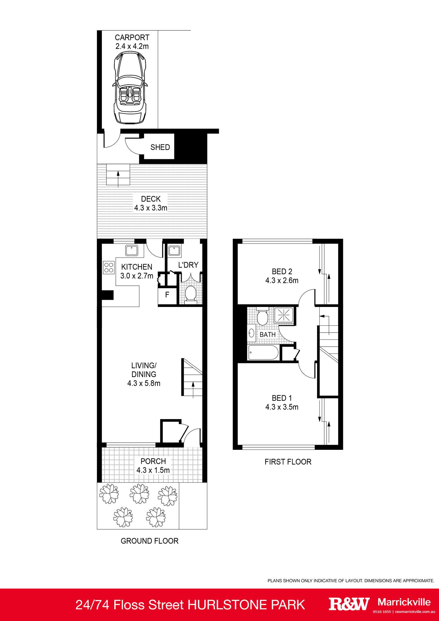 Floorplan of Homely townhouse listing, 24/74 Floss Street, Hurlstone Park NSW 2193