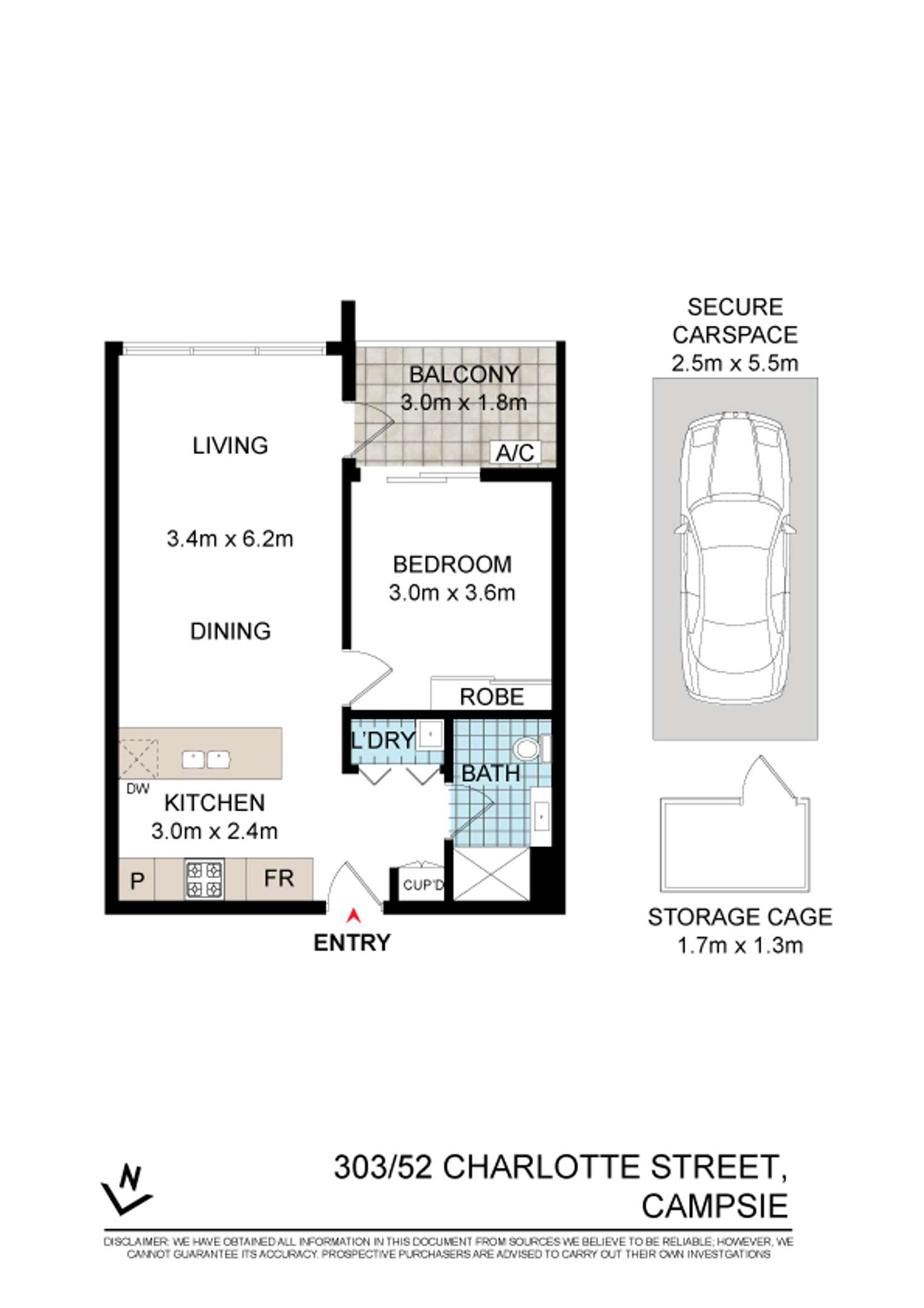 Floorplan of Homely apartment listing, 303/52 Charlotte Street, Campsie NSW 2194