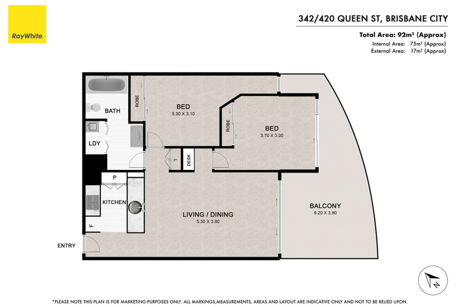 Floorplan of Homely apartment listing, 342/420 Queen Street, Brisbane City QLD 4000