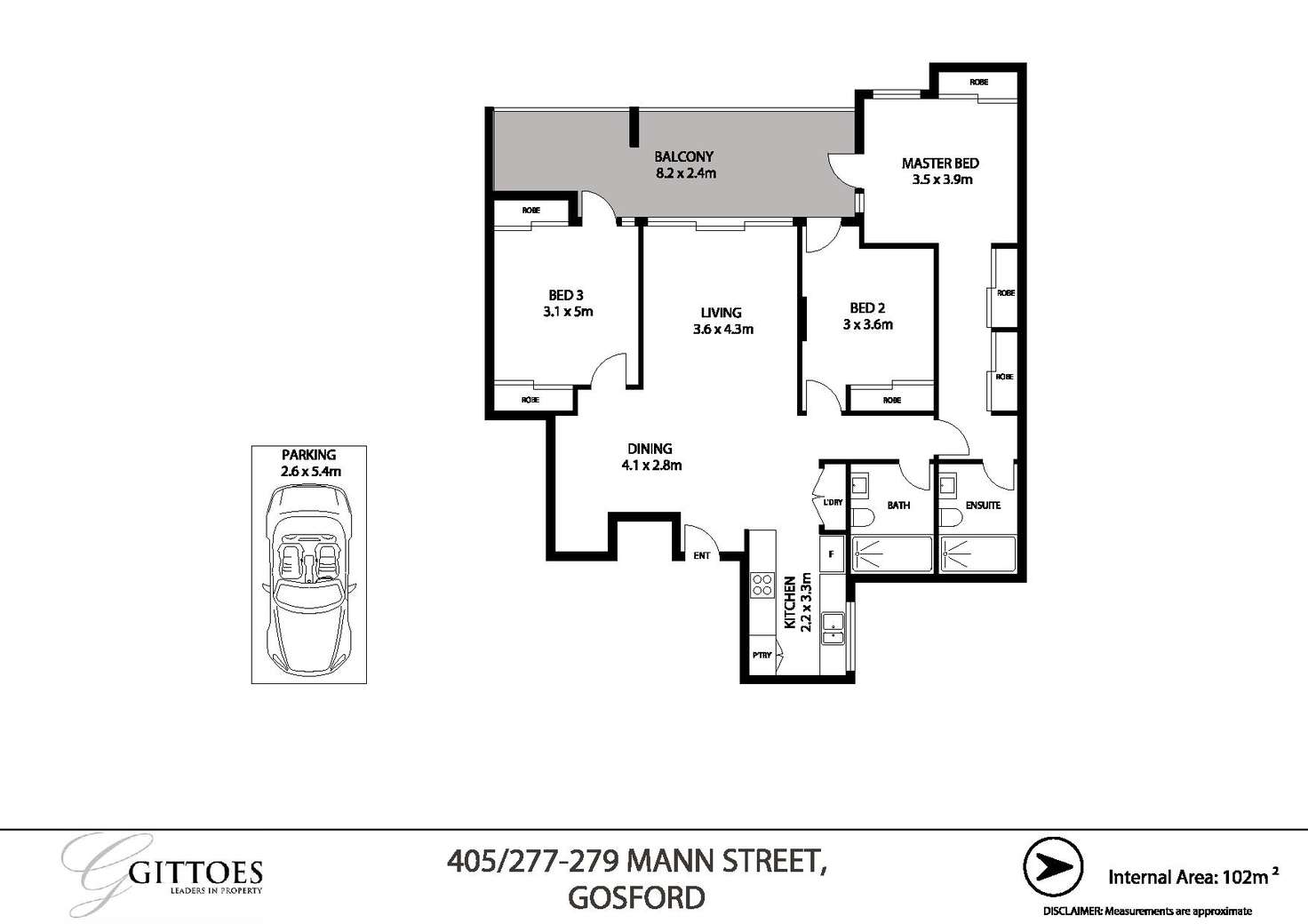 Floorplan of Homely unit listing, 405/277-279 Mann Street, Gosford NSW 2250