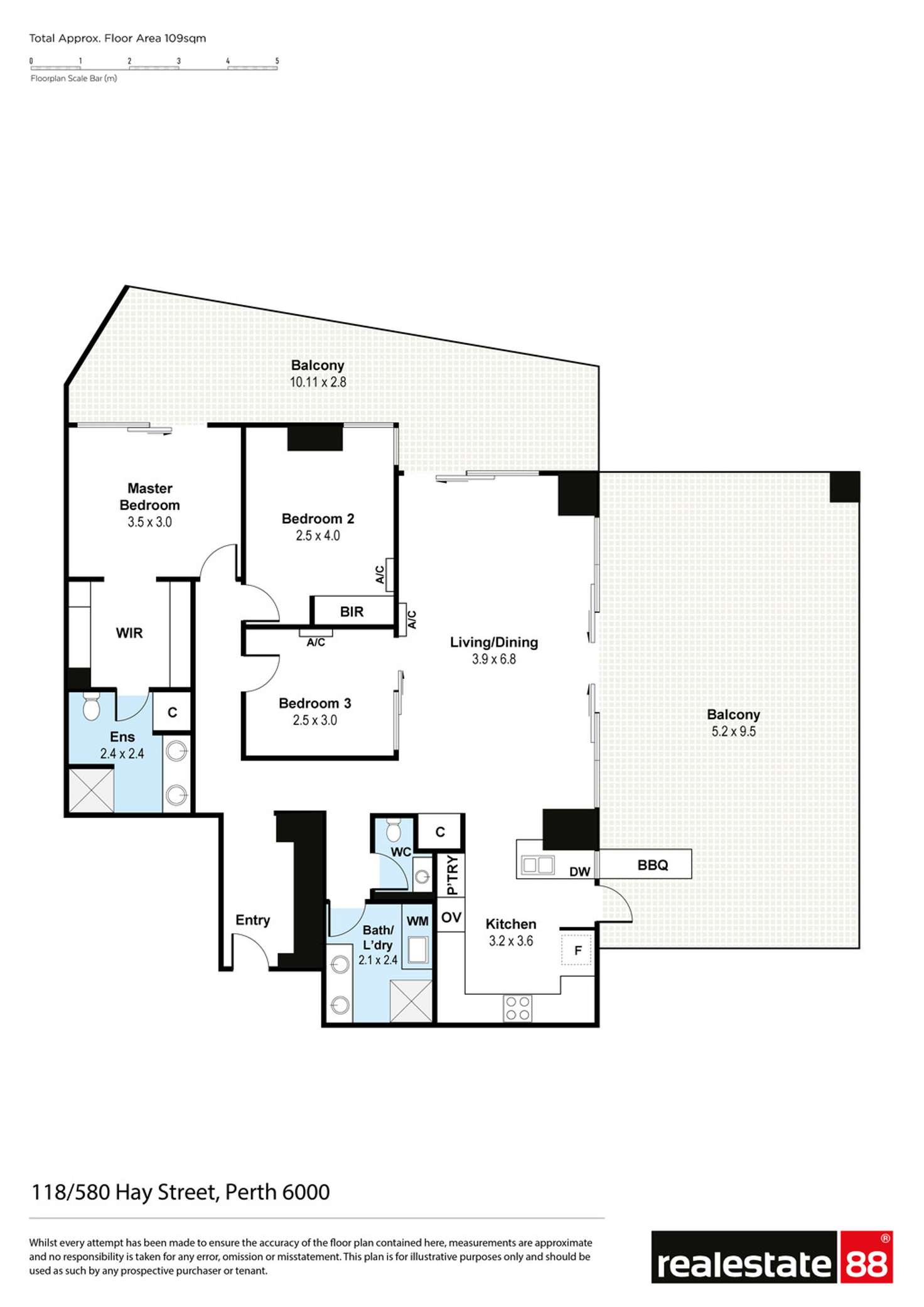 Floorplan of Homely apartment listing, 118/580 Hay Street, Perth WA 6000