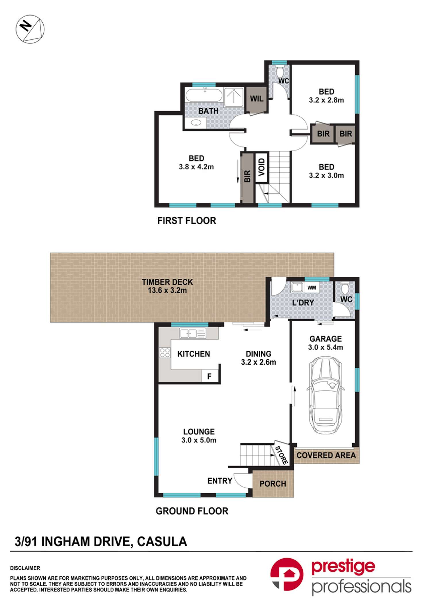 Floorplan of Homely townhouse listing, 3/91 Ingham Drive, Casula NSW 2170