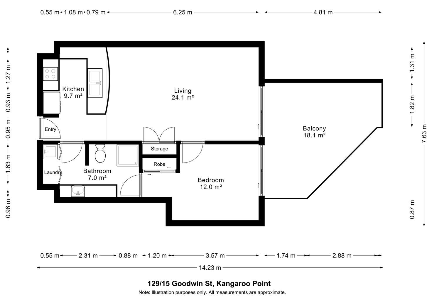 Floorplan of Homely apartment listing, 129/15 Goodwin Street, Kangaroo Point QLD 4169