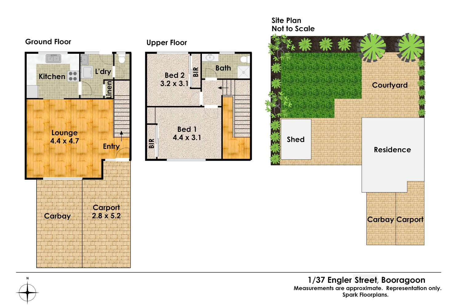 Floorplan of Homely townhouse listing, 1/37 Engler Street, Booragoon WA 6154