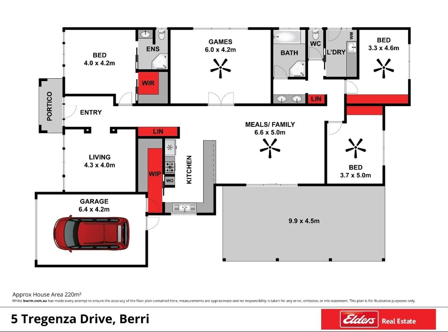 Floorplan of Homely house listing, 5 Tregenza Drive, Berri SA 5343