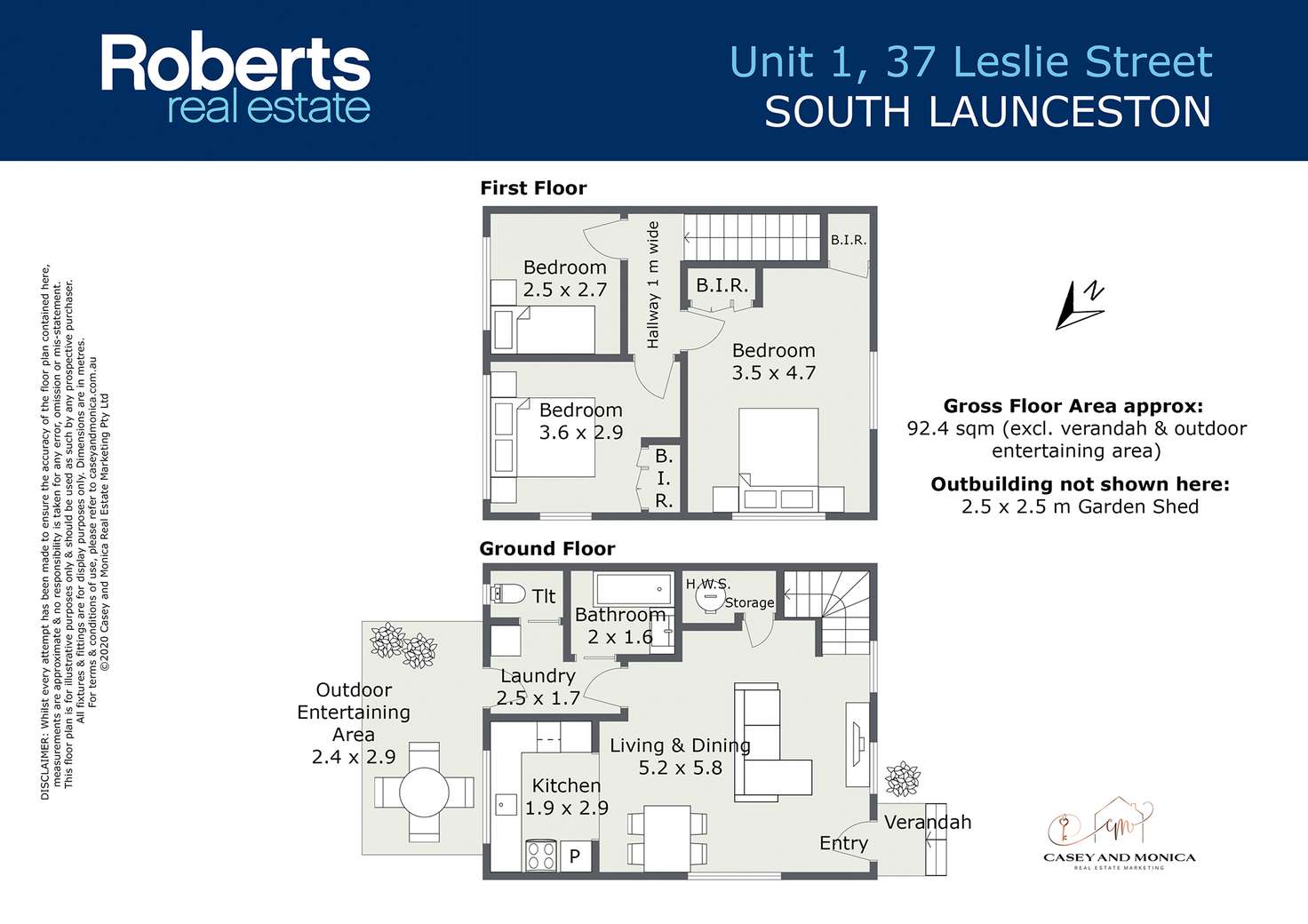 Floorplan of Homely villa listing, 1/37 Leslie St, South Launceston TAS 7249