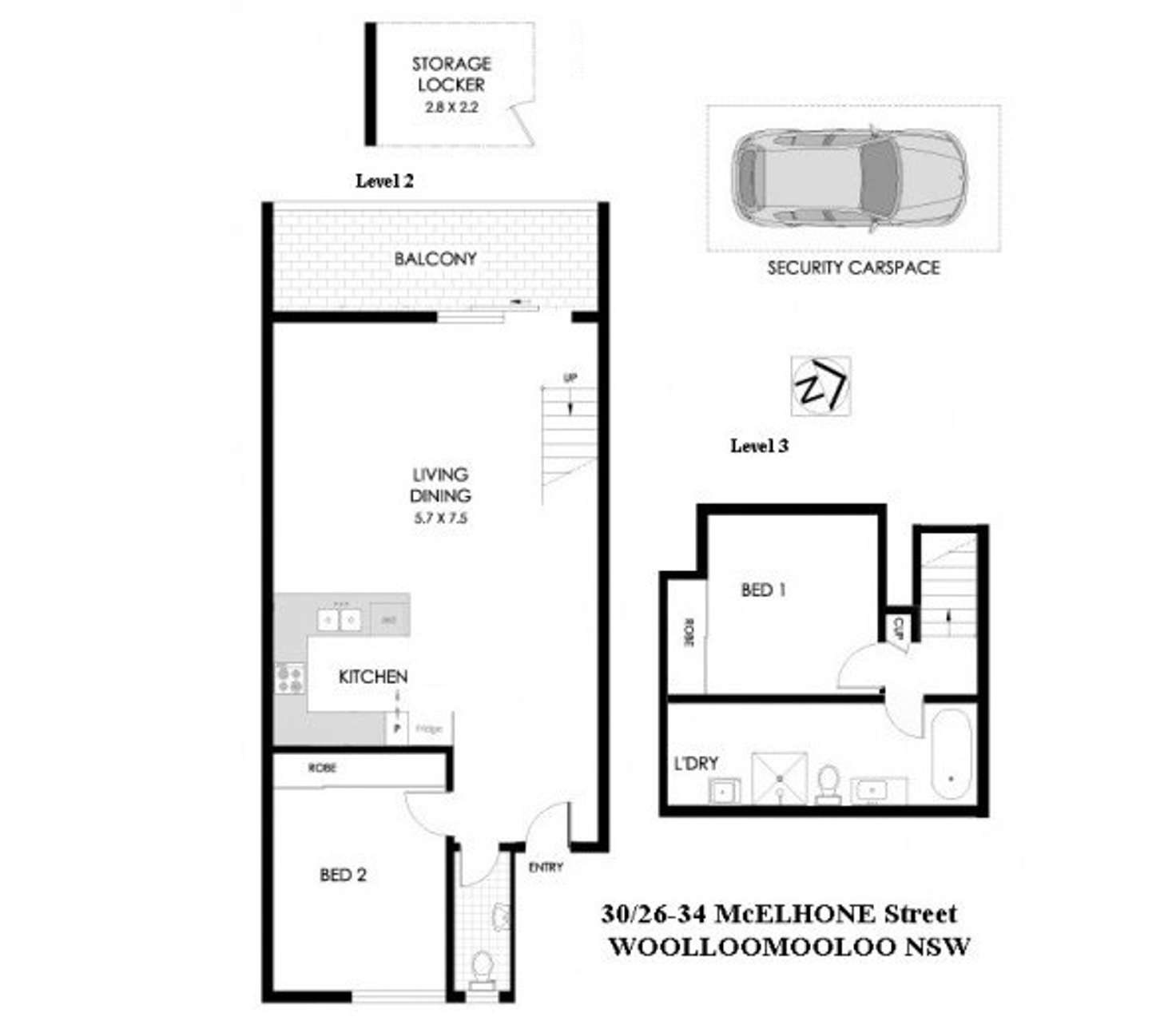 Floorplan of Homely apartment listing, 30/26-34 McElhone Street, Woolloomooloo NSW 2011