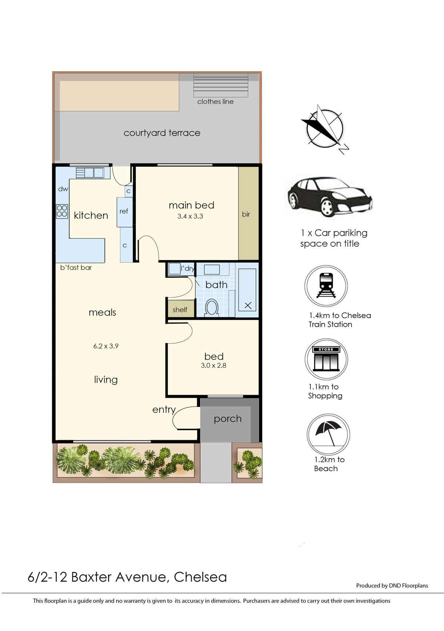 Floorplan of Homely unit listing, 6/2-12 Baxter Avenue, Chelsea VIC 3196