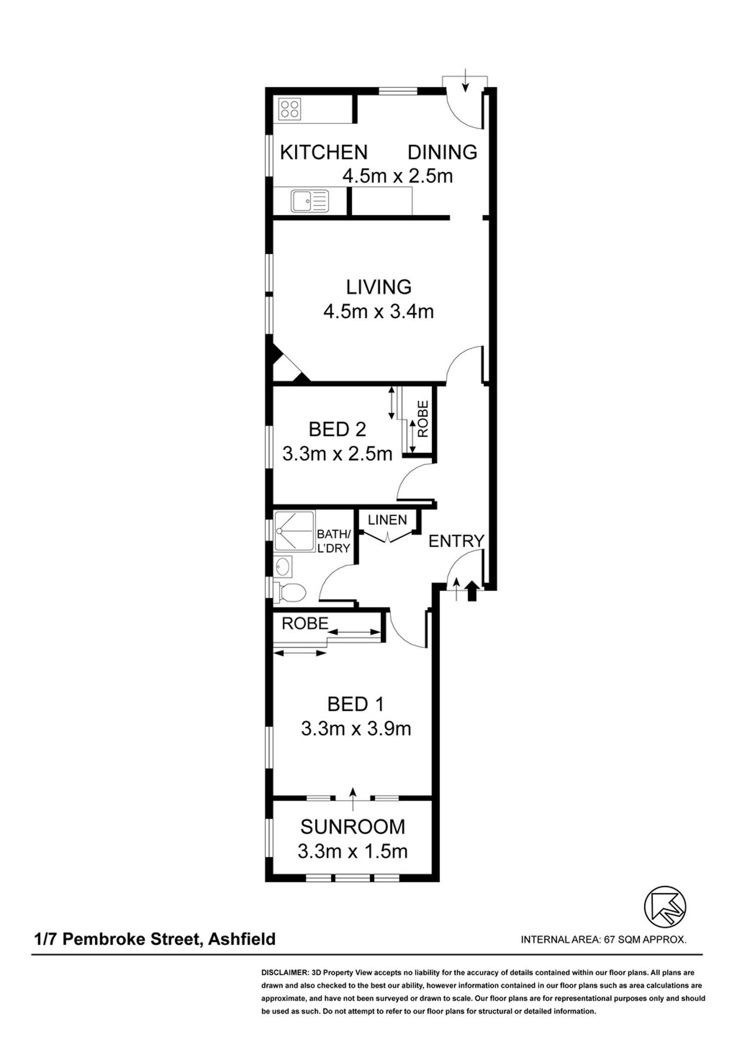 Floorplan of Homely unit listing, 1/7 Pembroke Street, Ashfield NSW 2131