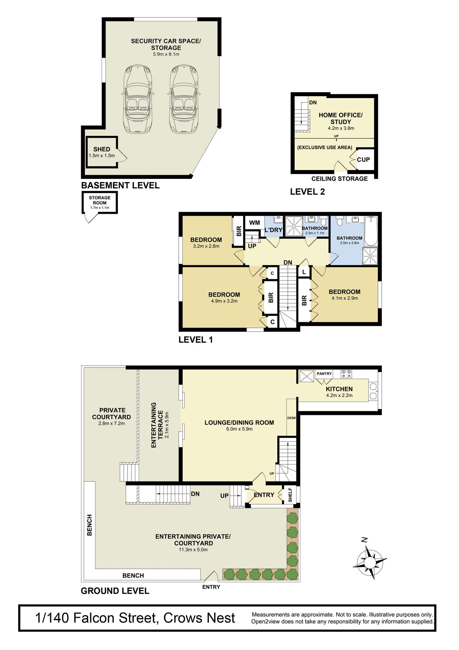 Floorplan of Homely townhouse listing, 1/140 Falcon Street, Crows Nest NSW 2065