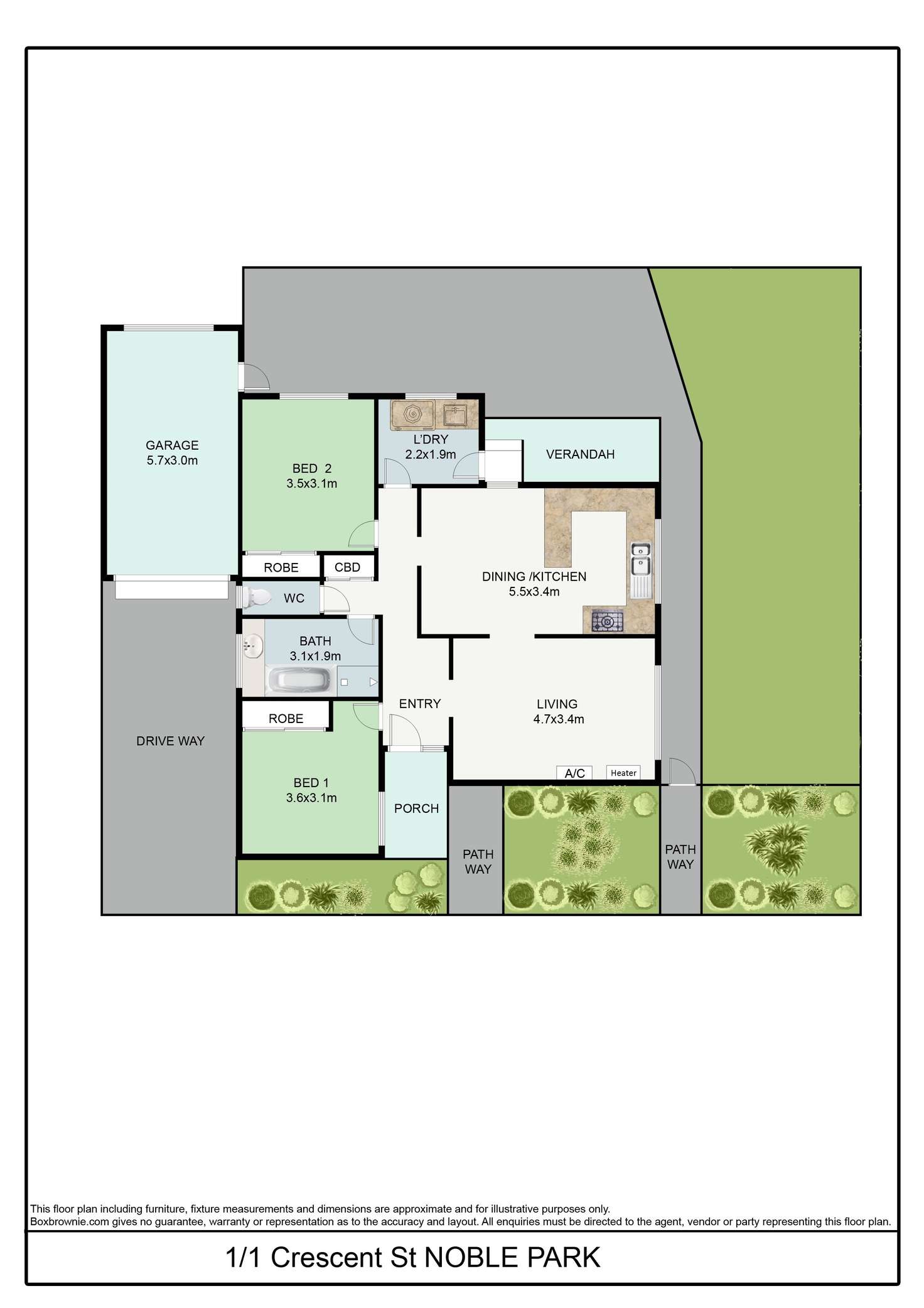 Floorplan of Homely unit listing, 1/1 Crescent Street, Noble Park VIC 3174