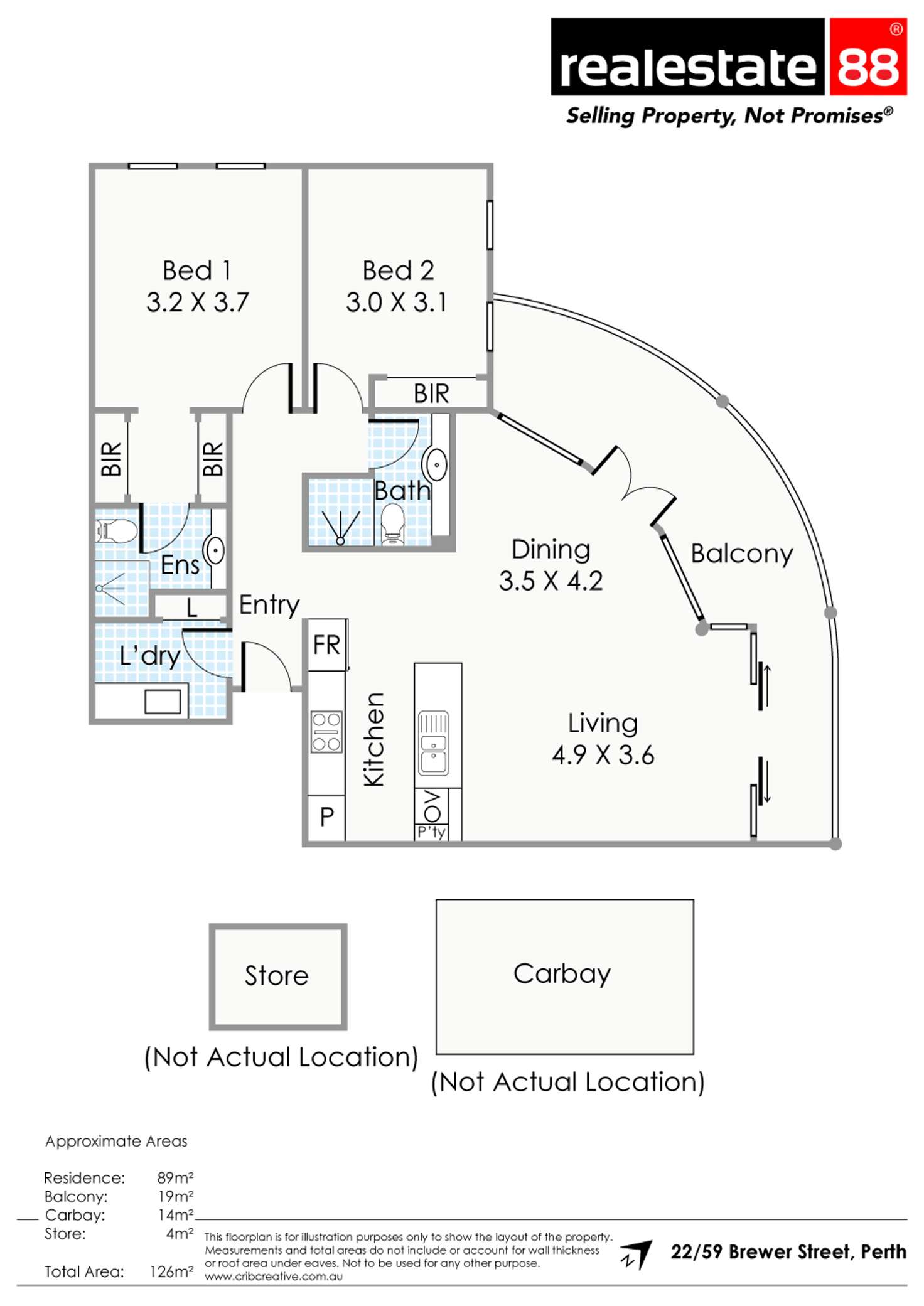 Floorplan of Homely apartment listing, 22/59 Brewer Street, Perth WA 6000