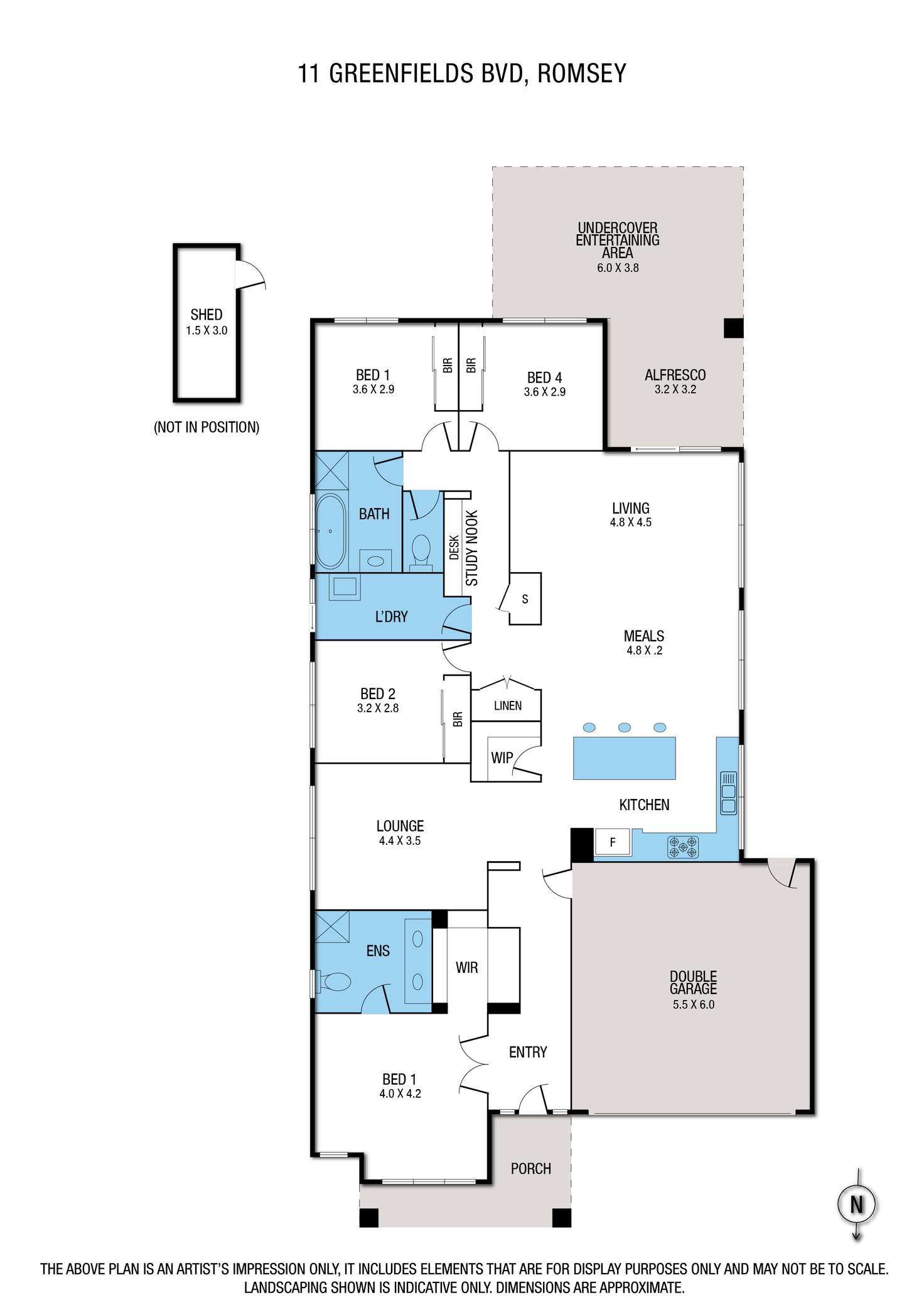 Floorplan of Homely house listing, 11 Greenfields Boulevard, Romsey VIC 3434