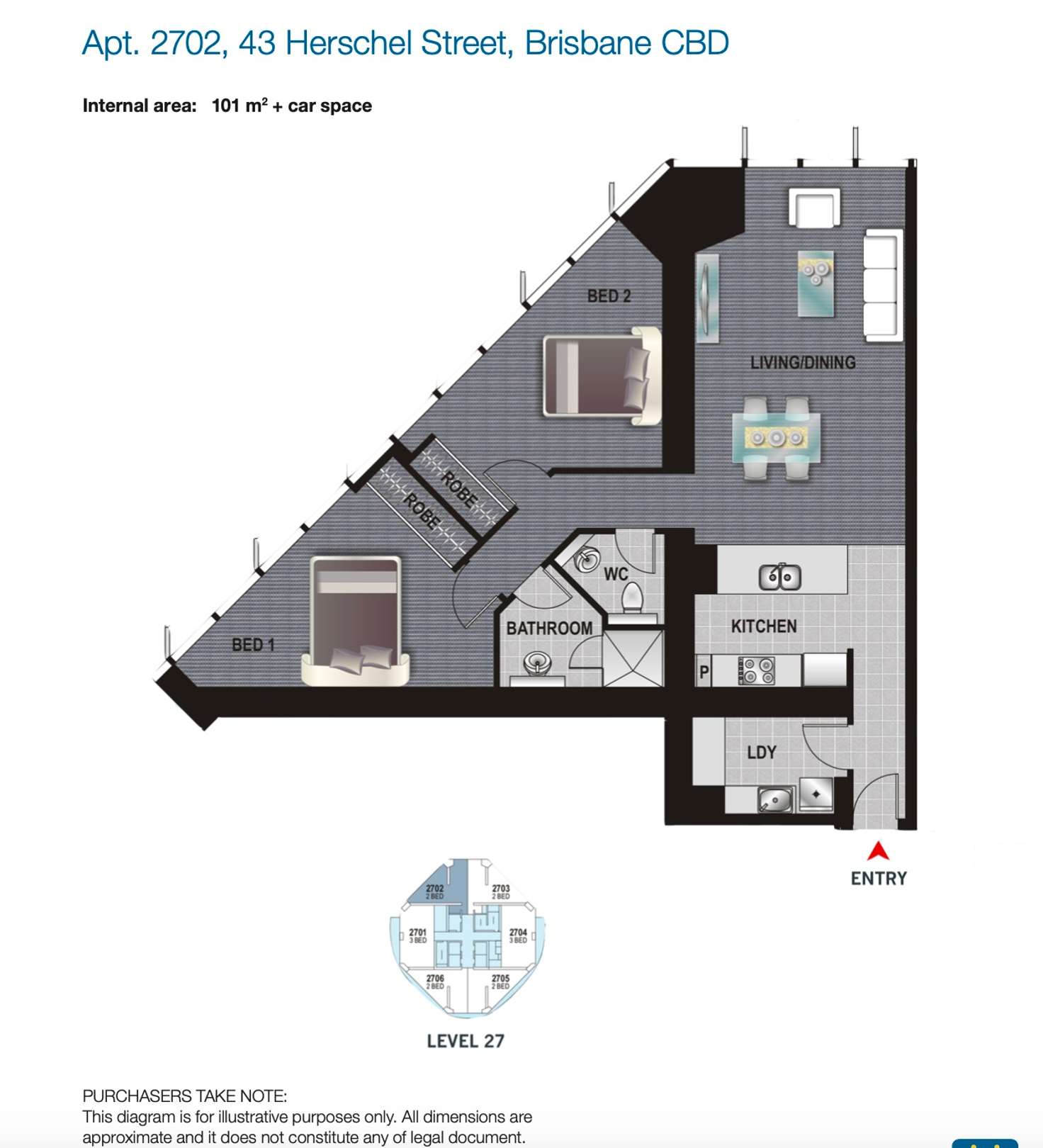 Floorplan of Homely apartment listing, 2702/43 Herschel Street, Brisbane City QLD 4000