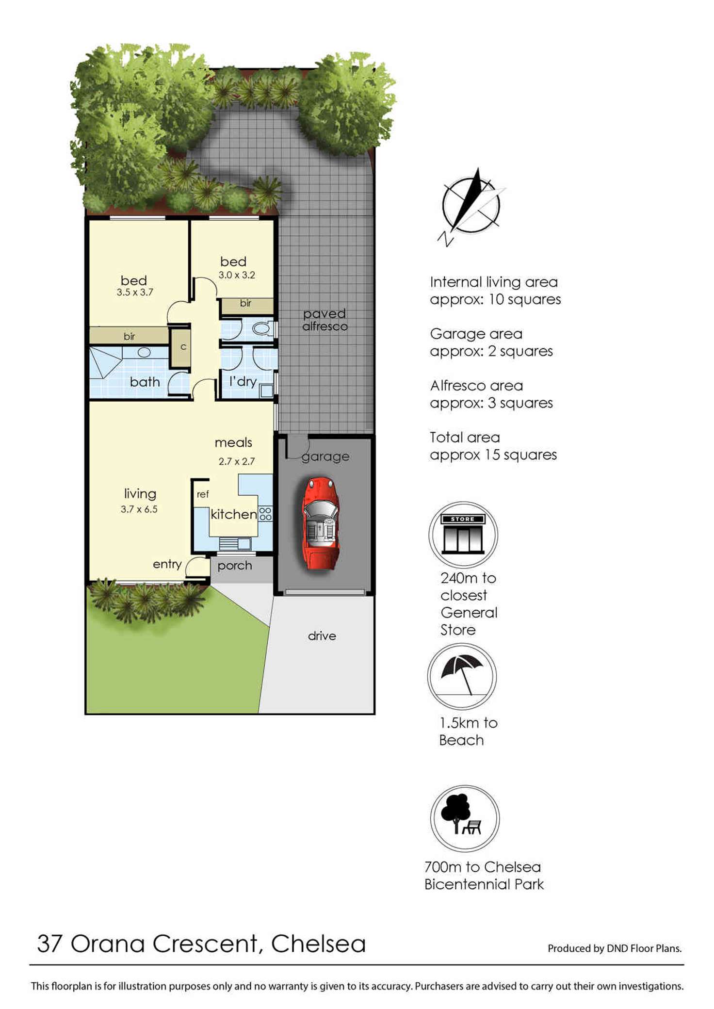 Floorplan of Homely unit listing, 37 Orana Crescent, Chelsea VIC 3196