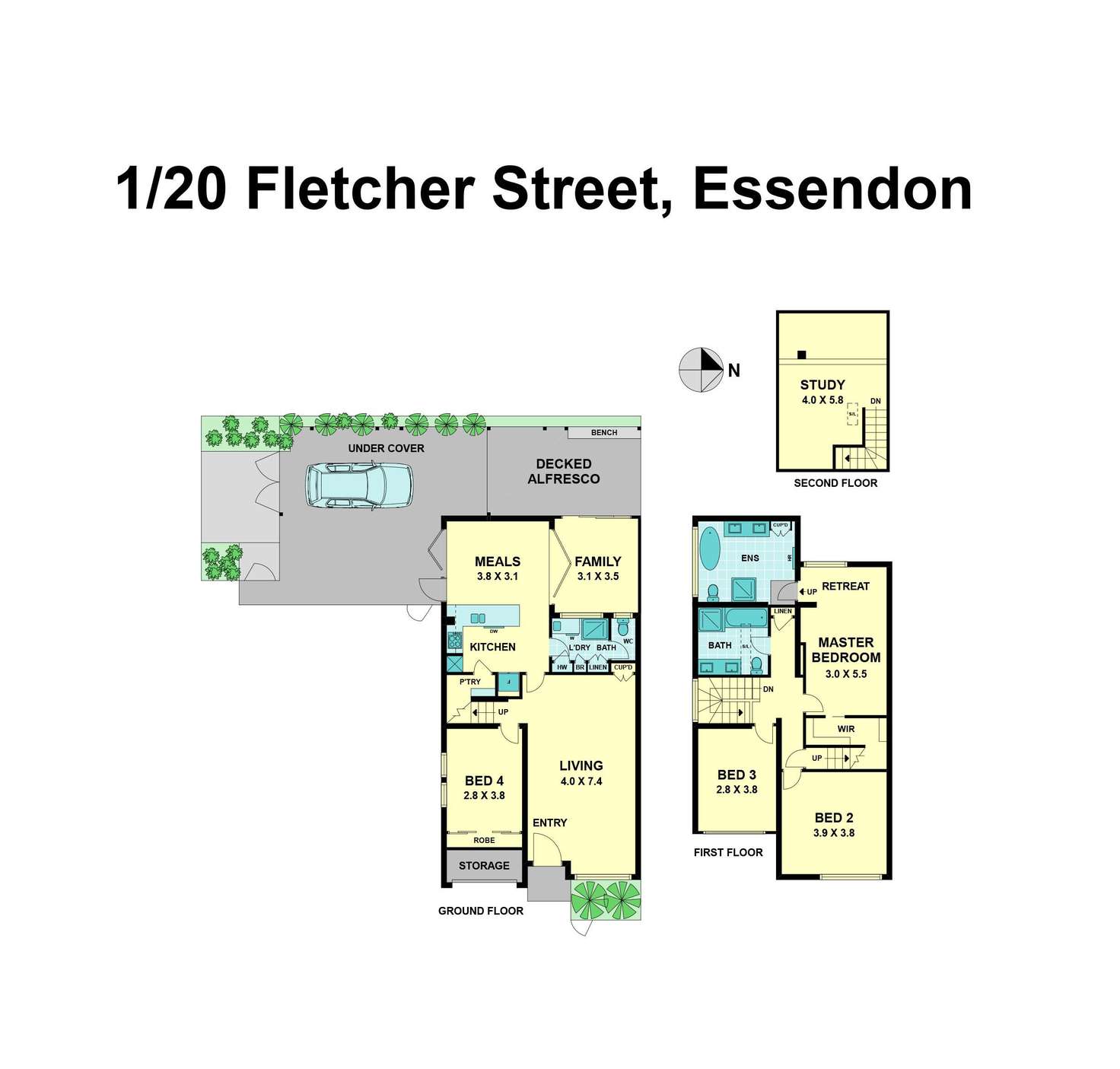 Floorplan of Homely townhouse listing, 1/20 Fletcher Street, Essendon VIC 3040