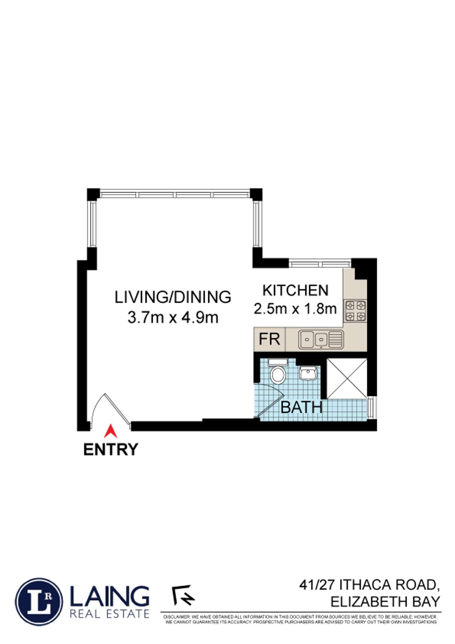 Floorplan of Homely studio listing, 41/27 Ithaca Road, Elizabeth Bay NSW 2011