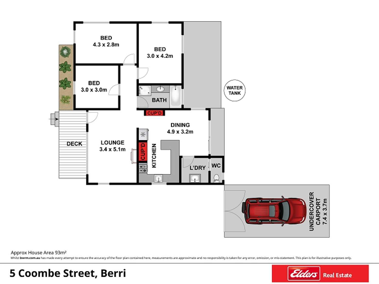 Floorplan of Homely house listing, 5 Coombe Street, Berri SA 5343