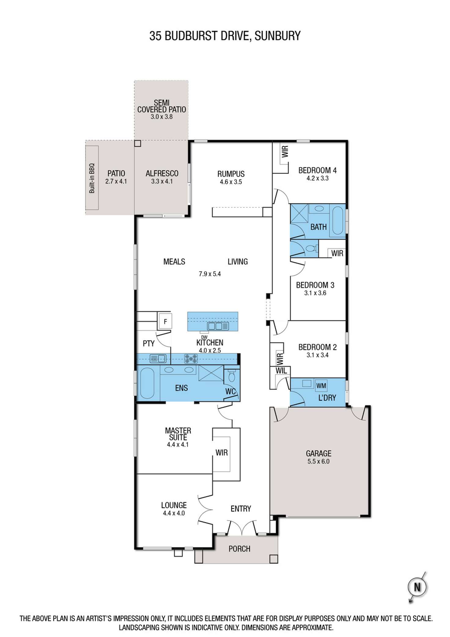 Floorplan of Homely house listing, 35 Budburst Drive, Sunbury VIC 3429