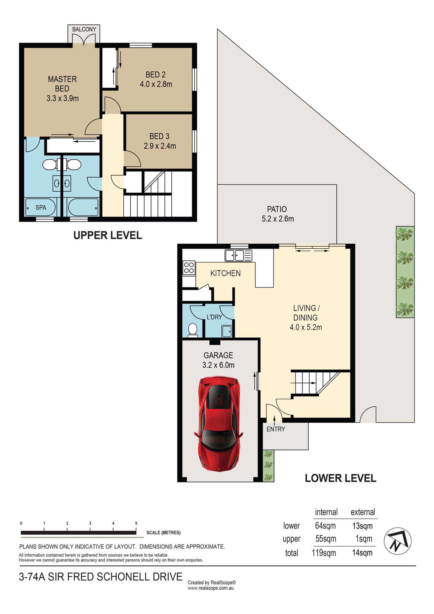 Floorplan of Homely townhouse listing, 3/74A Sir Fred Schonell Drive, St Lucia QLD 4067