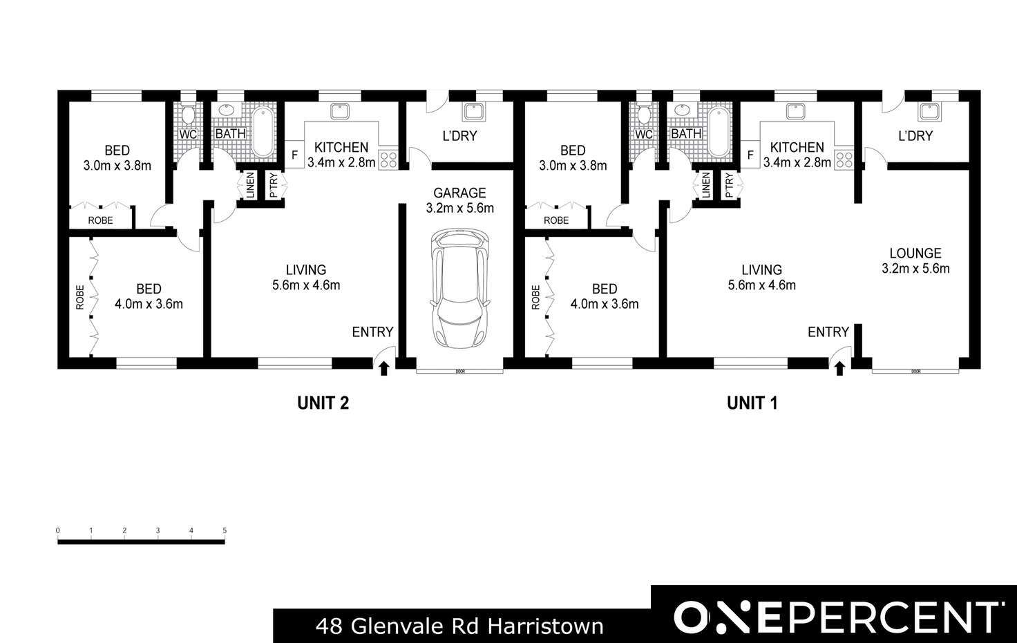 Floorplan of Homely semiDetached listing, 2/48 Glenvale Road, Harristown QLD 4350