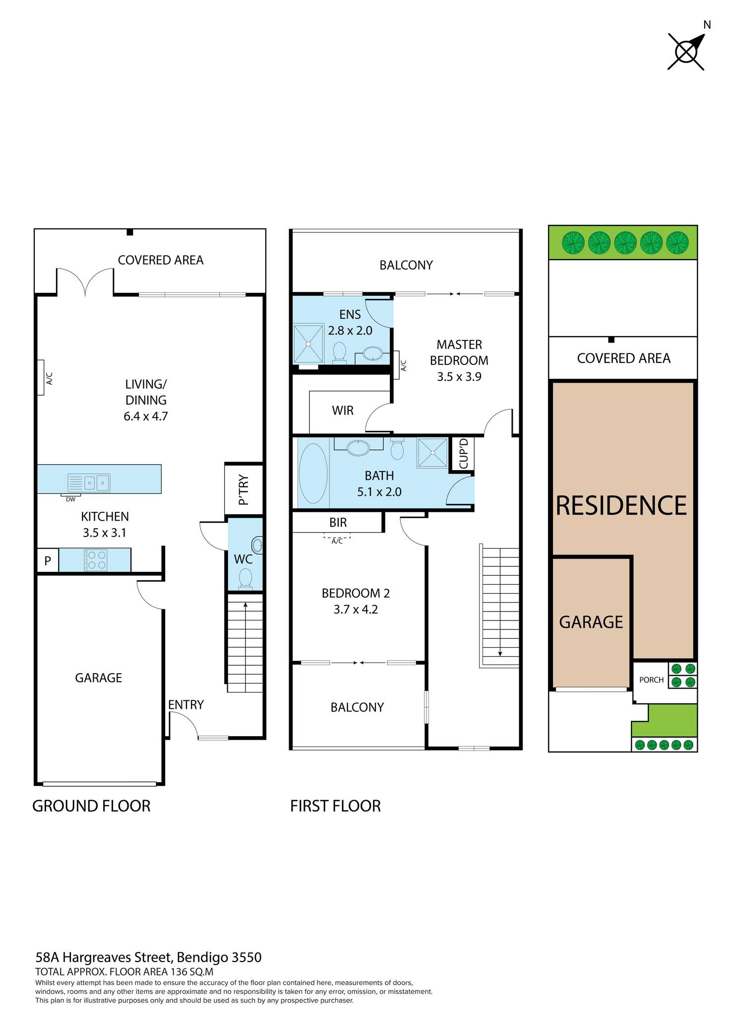 Floorplan of Homely townhouse listing, 58a Hargreaves Street, Bendigo VIC 3550