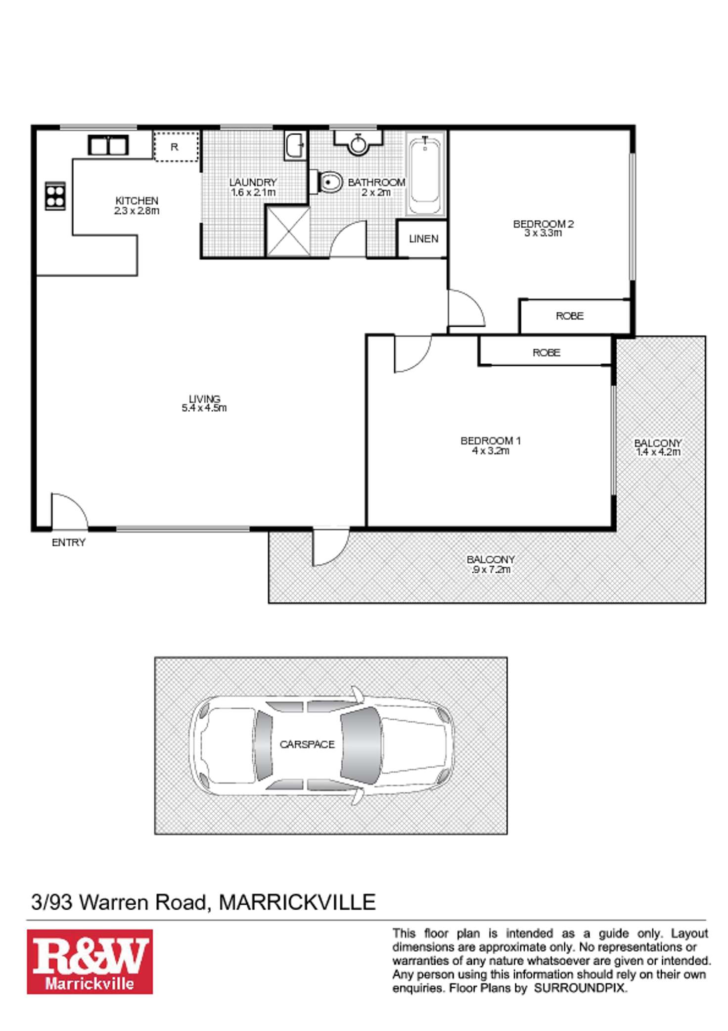Floorplan of Homely unit listing, 3/93 Warren Road, Marrickville NSW 2204