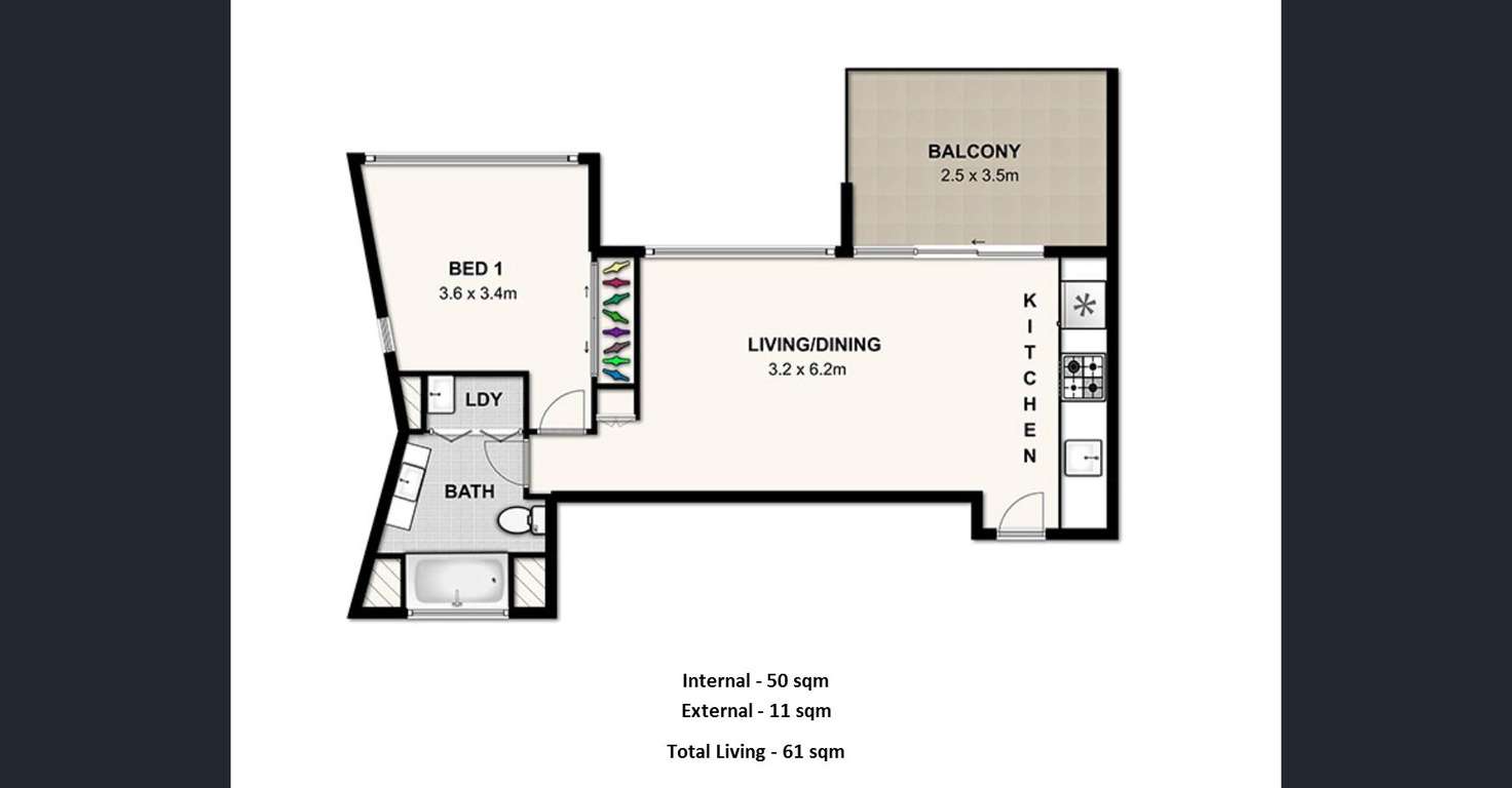 Floorplan of Homely apartment listing, 145/30 Macrossan St, Brisbane City QLD 4000