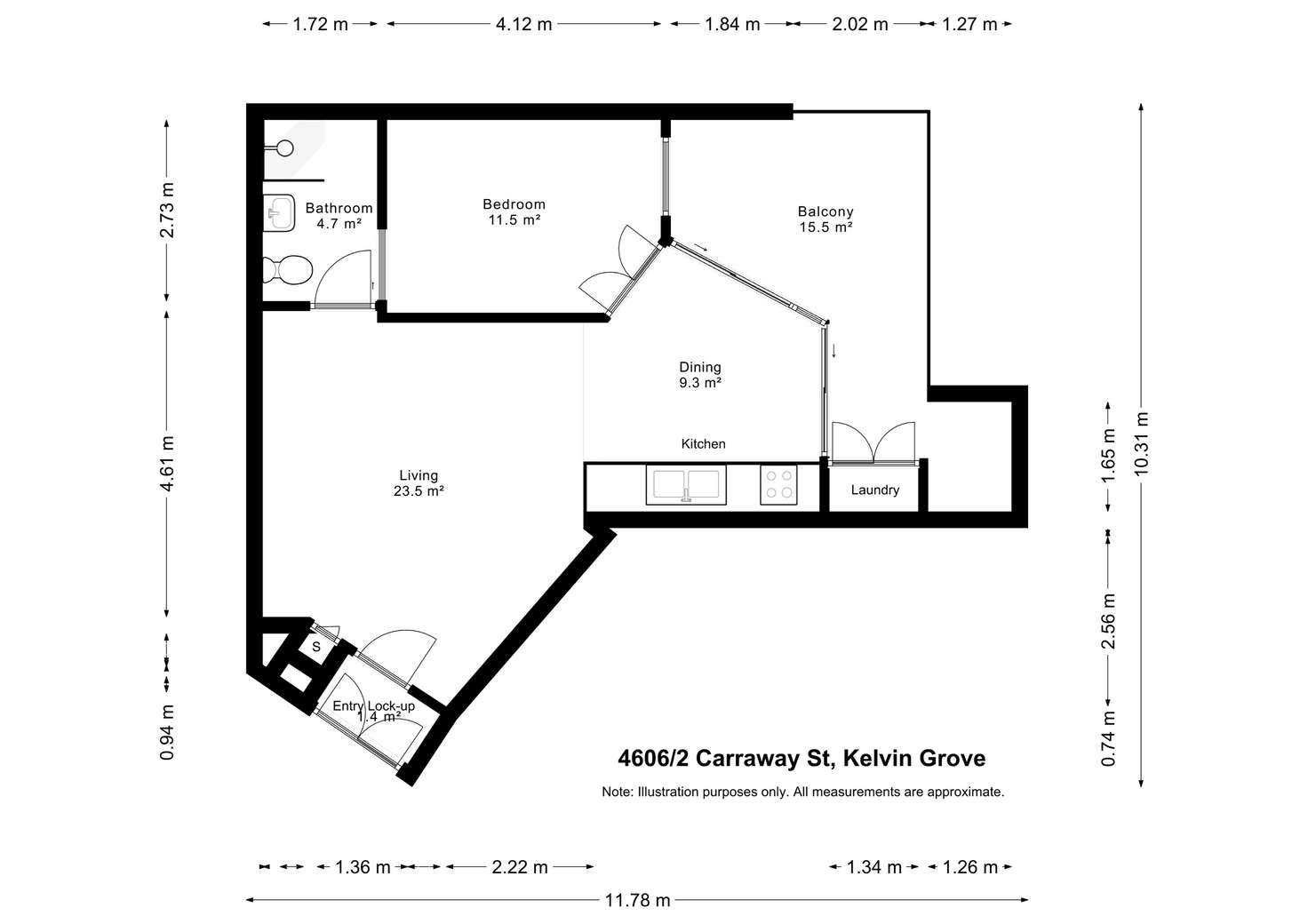 Floorplan of Homely apartment listing, 4606/2 Carraway Street, Kelvin Grove QLD 4059