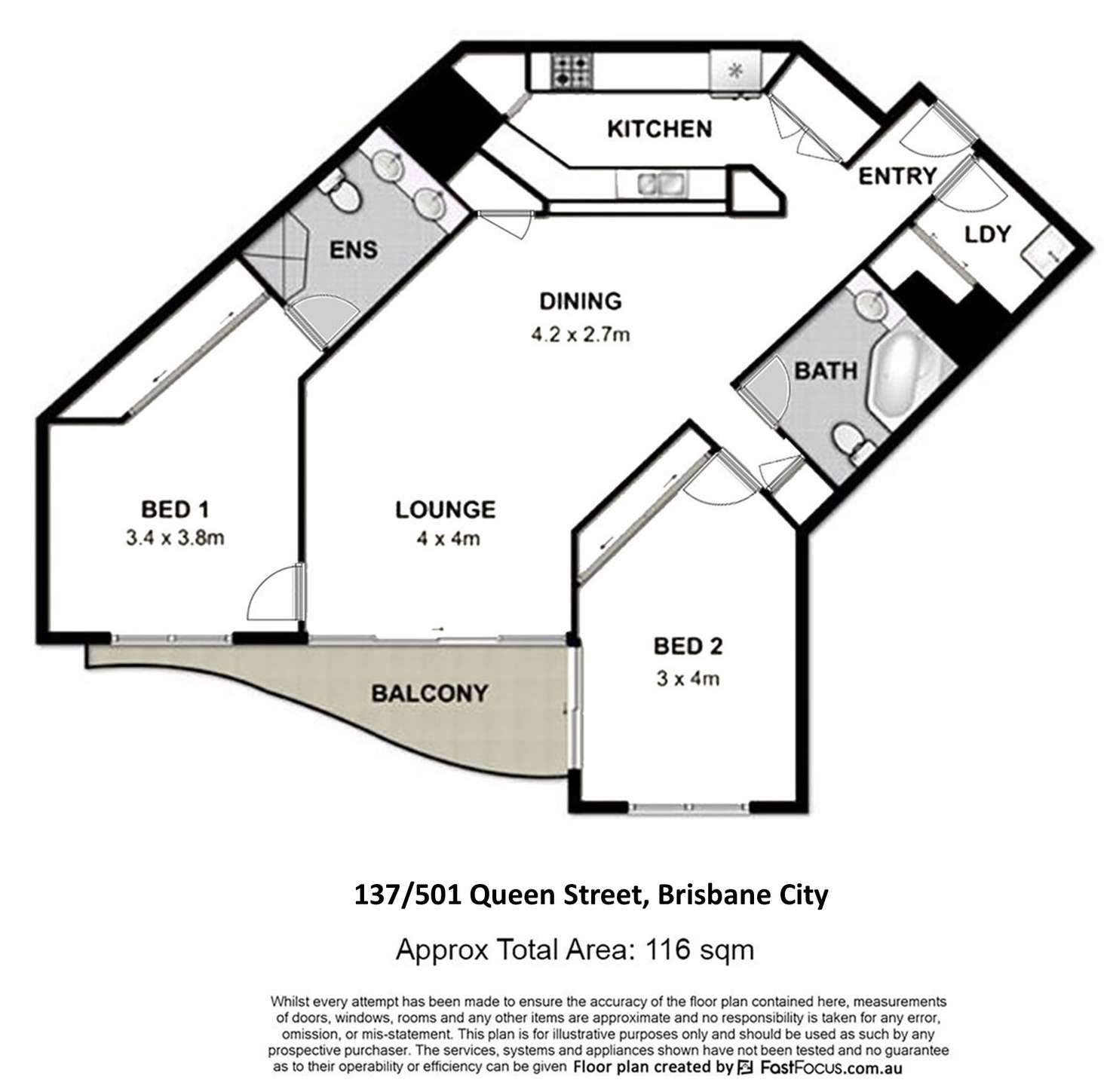 Floorplan of Homely apartment listing, 137/501 Queen Street, Brisbane City QLD 4000