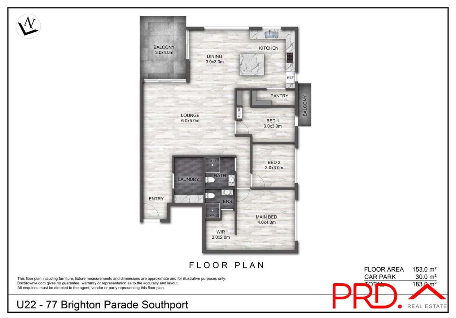 Floorplan of Homely apartment listing, 77 Brighton Parade, Southport QLD 4215