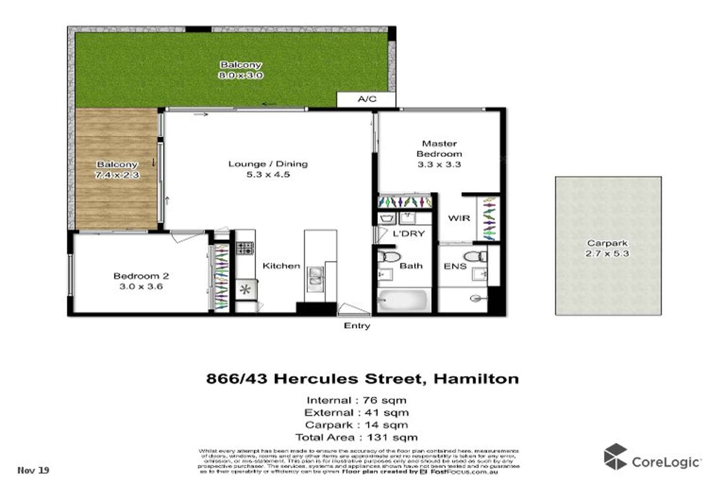 Floorplan of Homely apartment listing, 866/43 Hercules Street, Hamilton QLD 4007