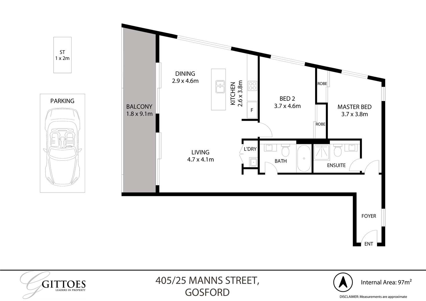 Floorplan of Homely unit listing, 405/21-25 Mann Street, Gosford NSW 2250