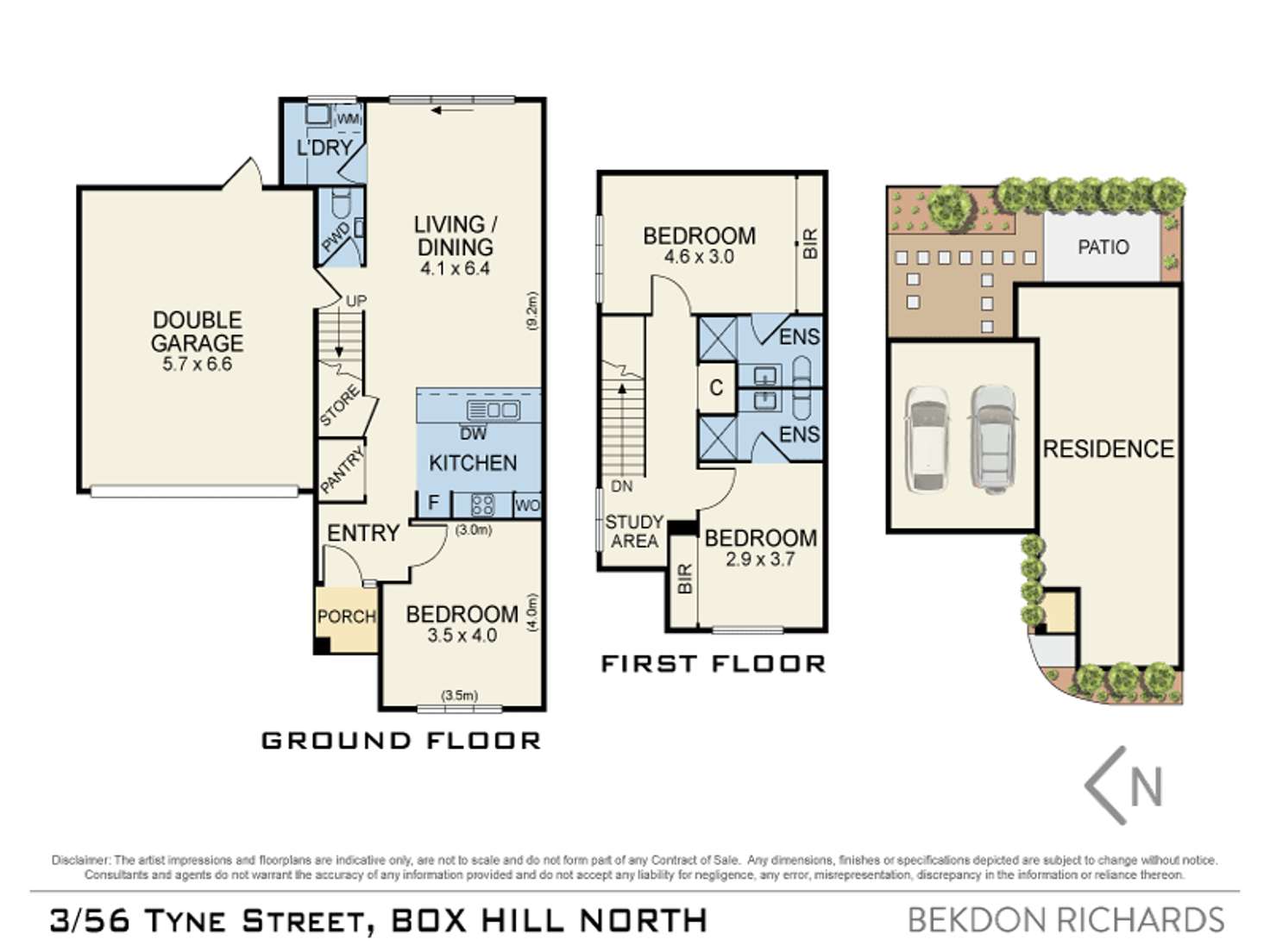 Floorplan of Homely townhouse listing, 3/56 Tyne Street, Box Hill North VIC 3129