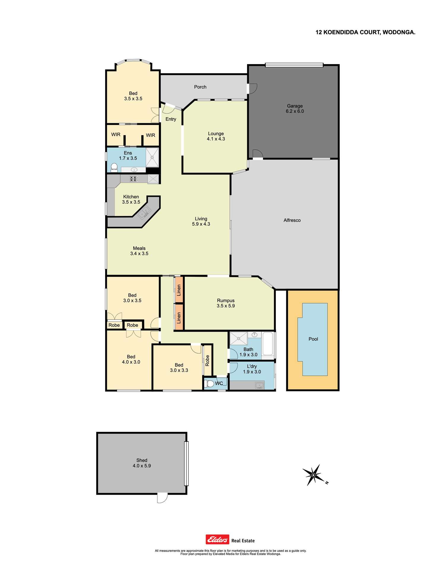Floorplan of Homely house listing, 12 Koendidda Court, Wodonga VIC 3690