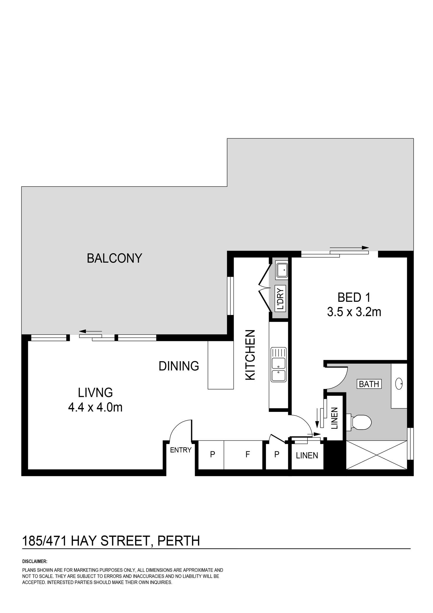 Floorplan of Homely apartment listing, 185/471 Hay Street, Perth WA 6000