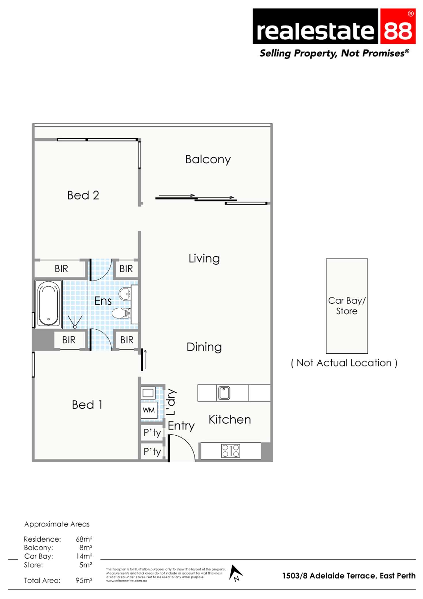 Floorplan of Homely apartment listing, 1503/8 Adelaide Terrace, East Perth WA 6004