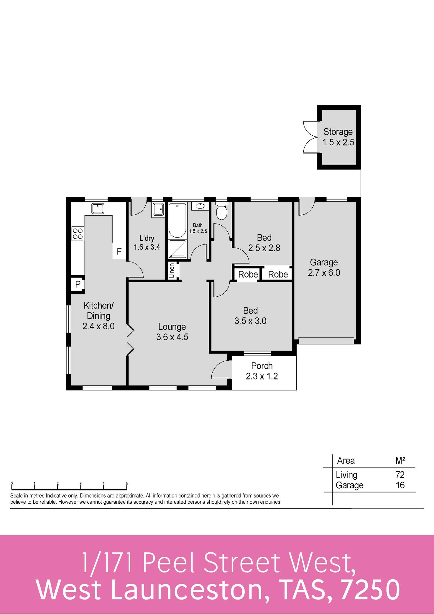 Floorplan of Homely unit listing, 1/171 Peel Street, Summerhill TAS 7250