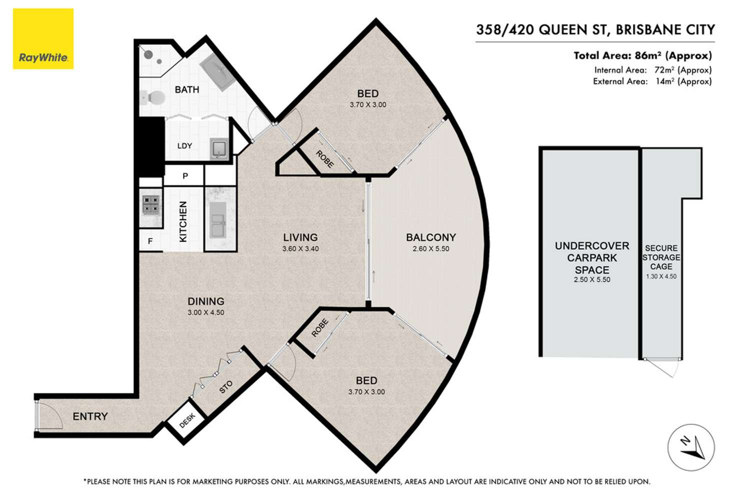 Floorplan of Homely apartment listing, 358/420 Queen Street, Brisbane City QLD 4000