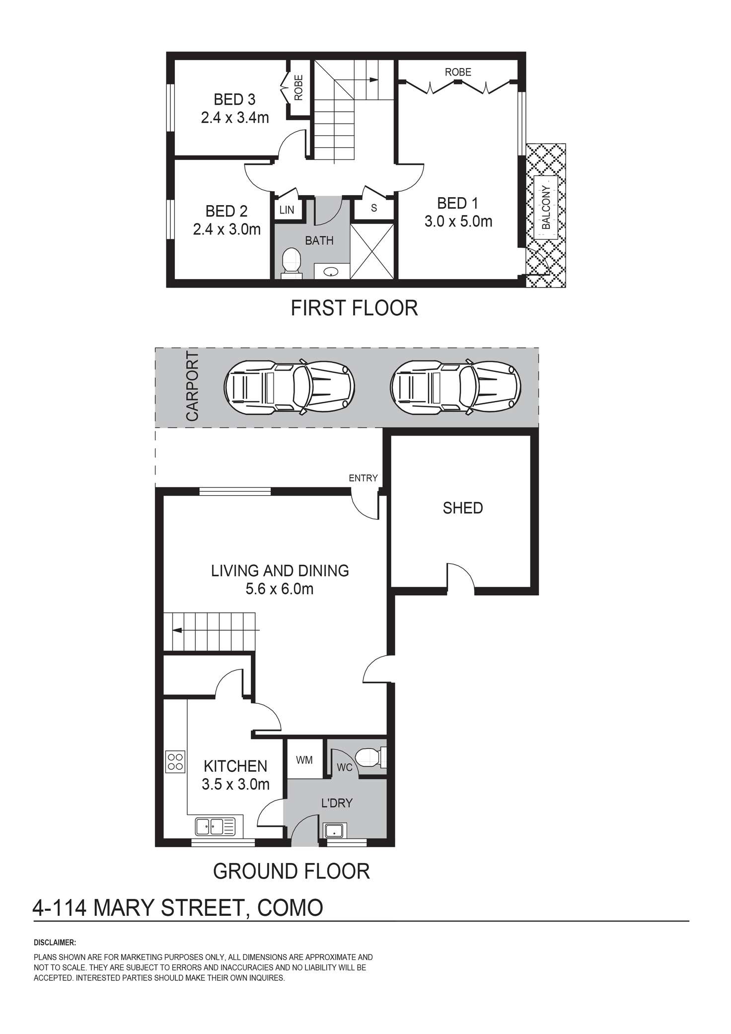 Floorplan of Homely townhouse listing, 4/114 Mary Street, Como WA 6152