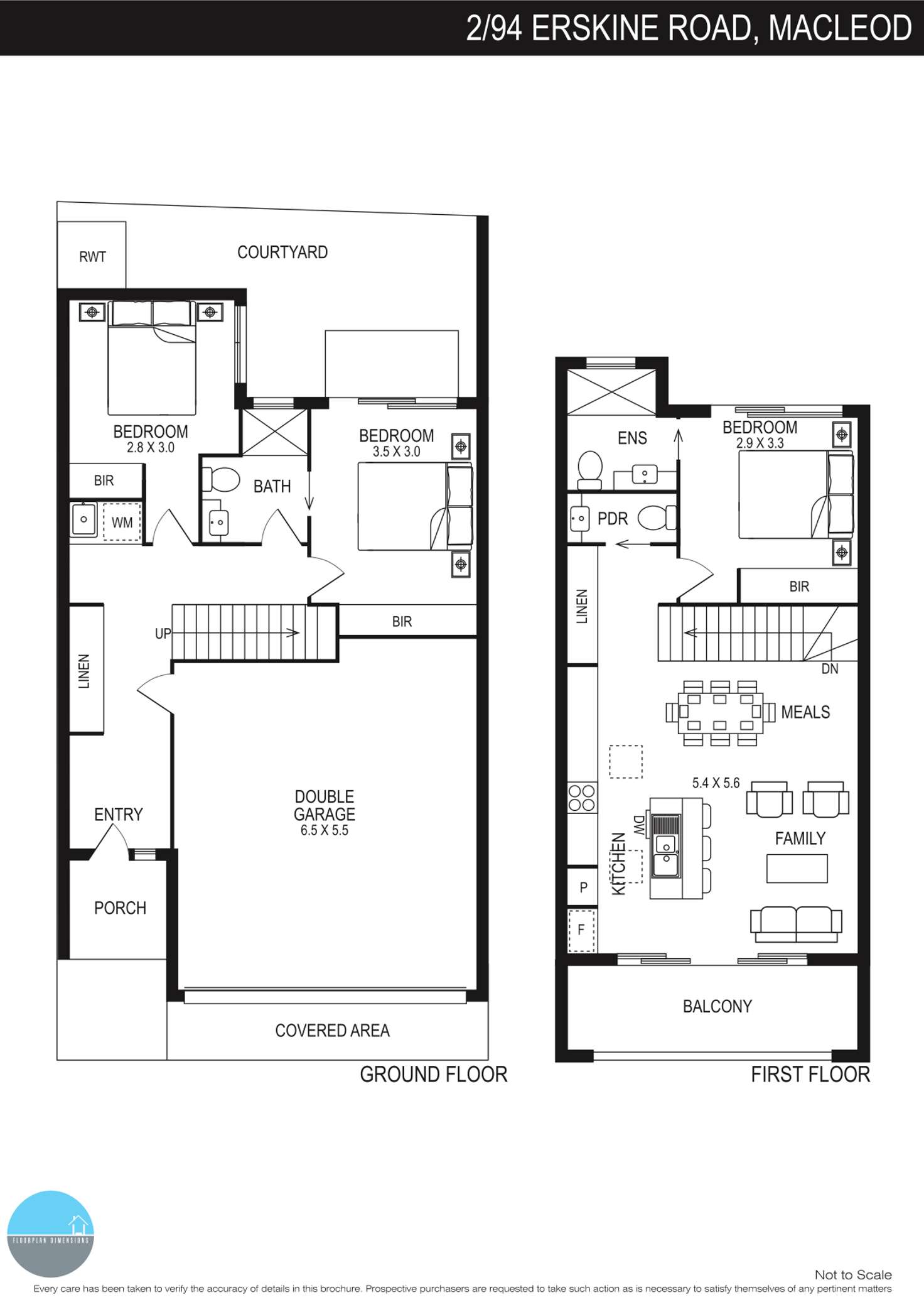 Floorplan of Homely townhouse listing, 2/94 Erskine Road, Macleod VIC 3085