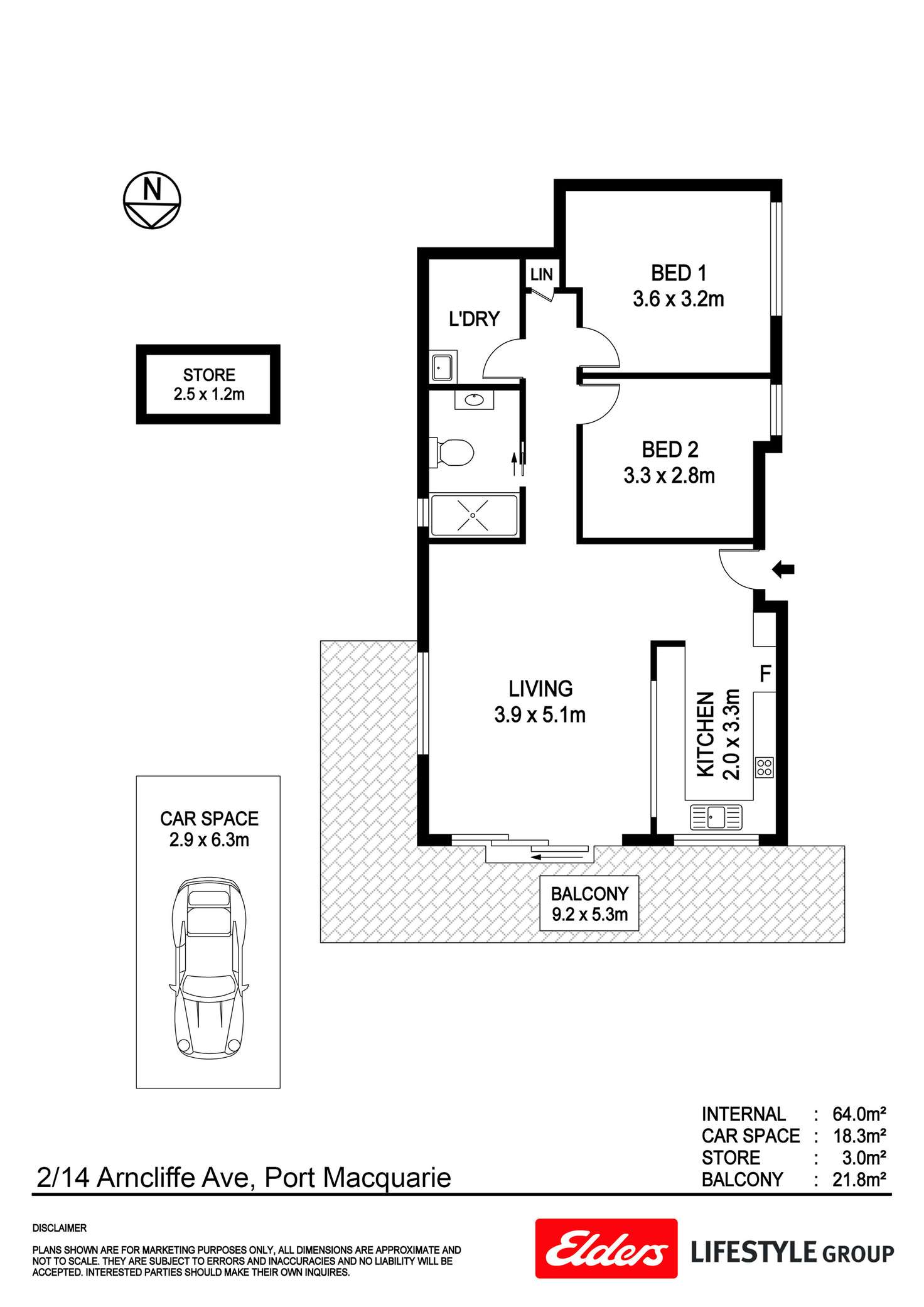 Floorplan of Homely unit listing, 2/14 Arncliffe Avenue, Port Macquarie NSW 2444