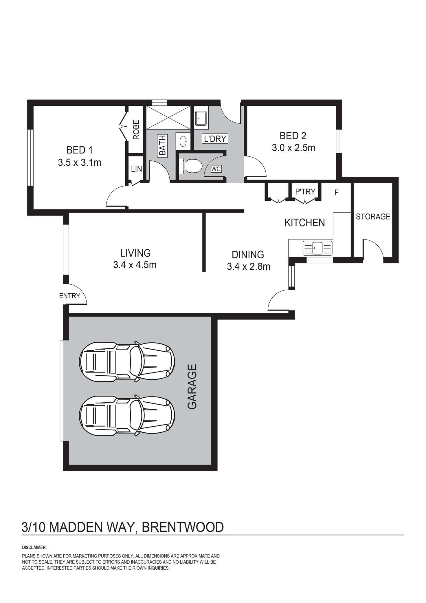 Floorplan of Homely villa listing, 3/10 Madden Way, Brentwood WA 6153